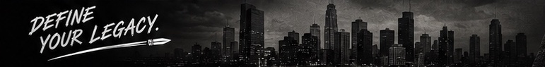 Original PCF city skyline and Define Your Legacy brand artwork