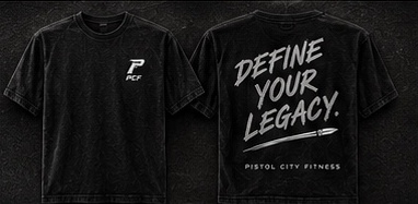 Original black PCF Legacy Tee front and back concept